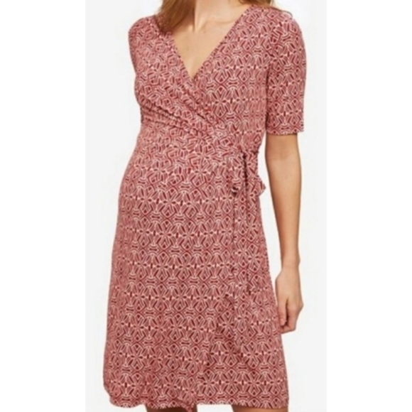 Motherhood Maternity - Red & Pink Wrap Dress - Picture 1 of 7
